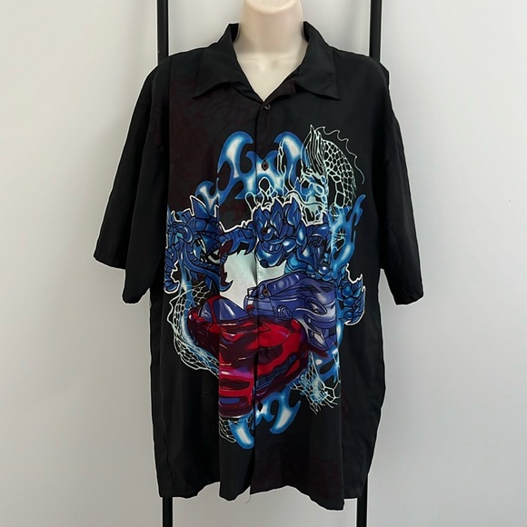 Vintage TD by Priority Male Graphic Polyester Supra Cars Shirt Button Up Men - Picture 1 of 8